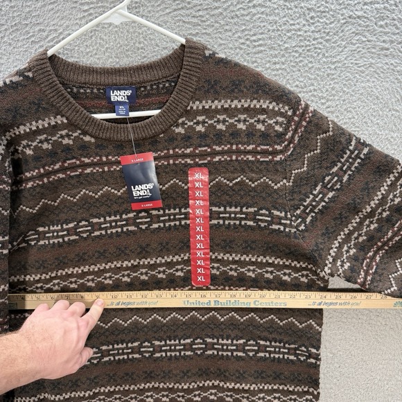 Lands End Sweater Adult XL Multicolor Fair Isle Knit Crewneck Grandpa Old Money - Picture 3 of 13